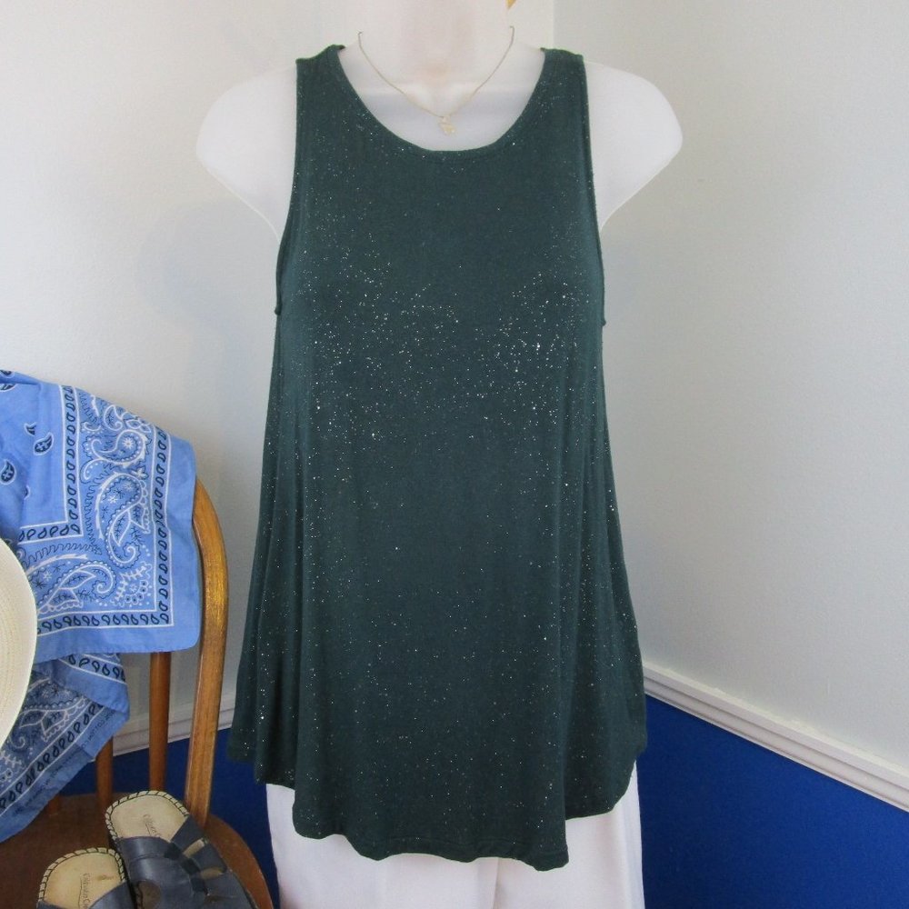 Apt. 9 Dark Green with Glitter Swing Tank Top